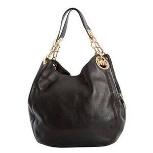 Michael Kors Black Fulton Large Lillie Leather Shoulder Bag